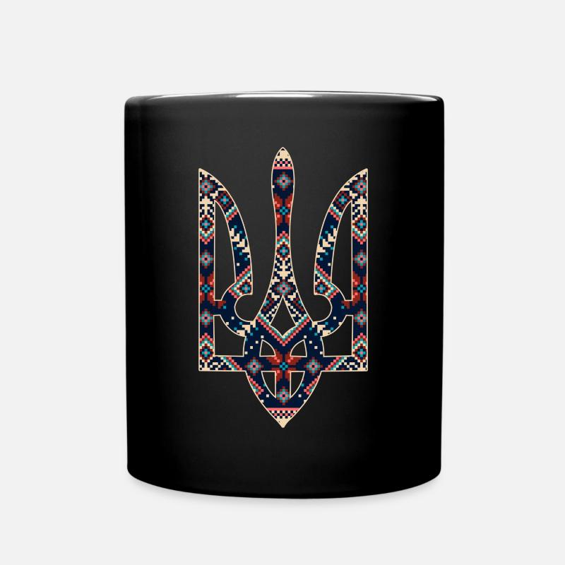 Broderie du trident de l’emblème ukrainien - Mug uni - noir