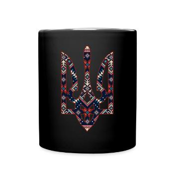Broderie du trident de l’emblème ukrainien - Mug uni - noir - Devant