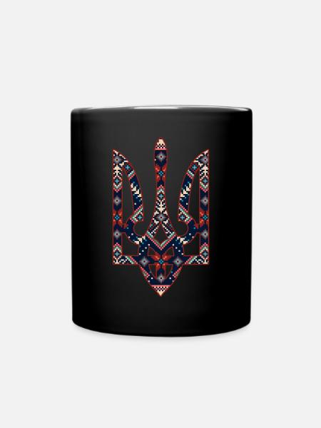 Broderie du trident de l’emblème ukrainien - Mug uni - noir