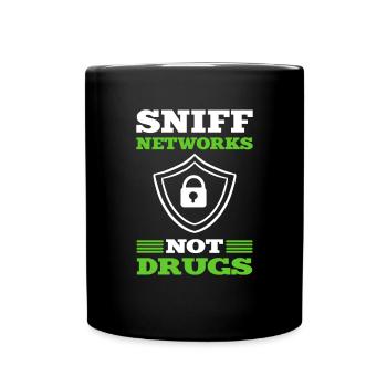 Sniff Networks. White Hat Hacker. - Full Colour Mug - black - Front