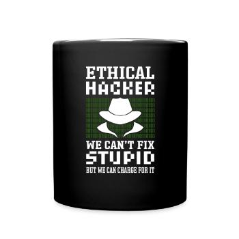 Ethical hacker. White Hat Hacker. - Full Colour Mug - black - Front