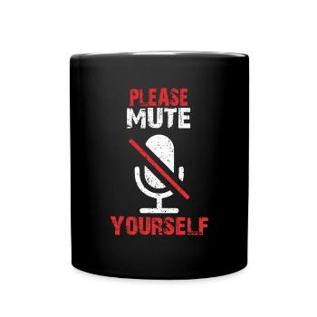 Teacher asks for silence in class and classroom - Full Colour Mug - black - Front