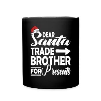 Swap brother for Christmas gifts - Full Colour Mug - black - Front
