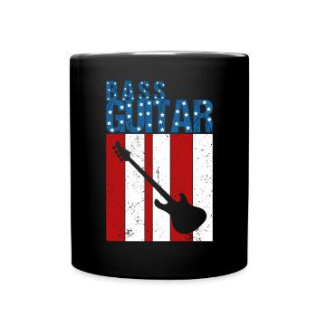 Amerikanische Flaggen -Bassgitarre patriotische Mu - Tasse einfarbig - Schwarz - Vorne