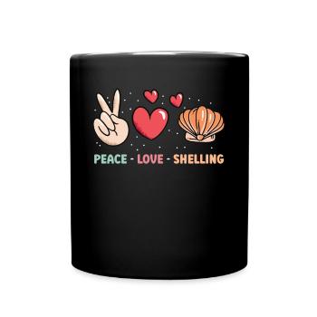 Paix - Amour - Peeling - Coquille - Mug uni - noir - Devant