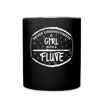 Unterschätzen Sie niemals ein Mädchen mit einer Fl - Tasse einfarbig - Schwarz - Vorne