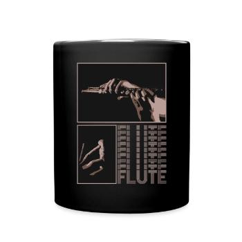 Ästhetisches Retro Flötist Instrument Flötenspiele - Tasse einfarbig - Schwarz - Vorne