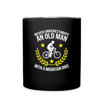 Mountainbike MTB Dowbhill Fahrrad Rad Radfahrer - Tasse einfarbig - Schwarz - Vorne
