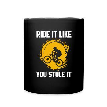 Mountainbike MTB Dowbhill Fahrrad Rad Radfahrer - Tasse einfarbig - Schwarz - Vorne