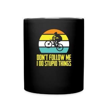 Mountainbike MTB Dowbhill Fahrrad Rad Radfahrer - Tasse einfarbig - Schwarz - Vorne