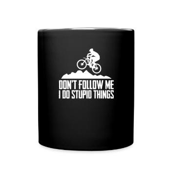 Mountainbike MTB Dowbhill Fahrrad Rad Radfahrer - Tasse einfarbig - Schwarz - Vorne