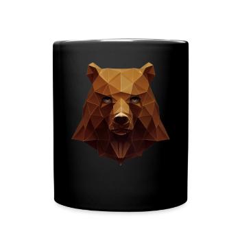 Niedliche Bärenkopf Polygon niedrige Polybären - Tasse einfarbig - Schwarz - Vorne