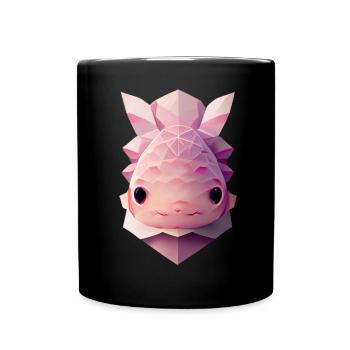 Nettes Axolotl Polygon niedriger Poly Axolotl Gesi - Tasse einfarbig - Schwarz - Vorne