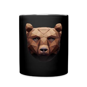 Niedliche Bärenkopf Polygon niedrige Polybären - Tasse einfarbig - Schwarz - Vorne