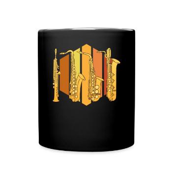 Retro -Saxophon -ästhetische Jazzmusiker - Tasse einfarbig - Schwarz - Vorne