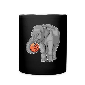 Elefant Basketballspieler Basketball - Tasse einfarbig - Schwarz - Vorne