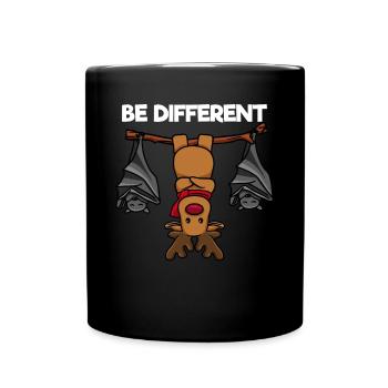 Soyez différent renne sur un arbre avec des chauves-souris - Mug uni - noir - Devant