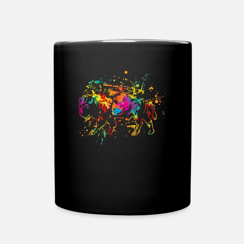 Büffel Ochse Vintage Bison - Tasse einfarbig - Schwarz