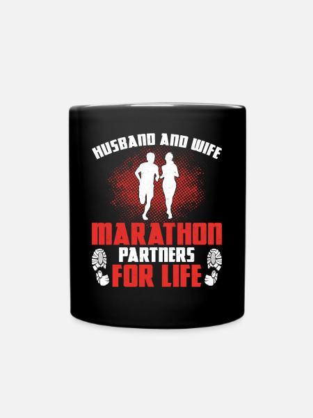 Running Runner Half Marathon - Full Colour Mug - black