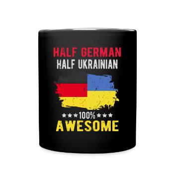 Halb Deutsch Halb Ukrainer - Tasse einfarbig - Schwarz - Vorne