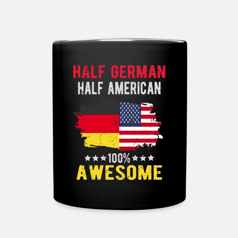 Halb Deutsch Halb Amerikaner - Tasse einfarbig - Schwarz