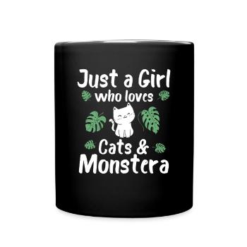 Juste une fille qui aime les chats et Monstera - Mug uni - noir - Devant