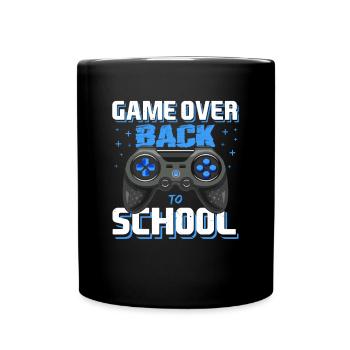 Schulstart Game Over Gaming Erster Schultag - Tasse einfarbig - Schwarz - Vorne