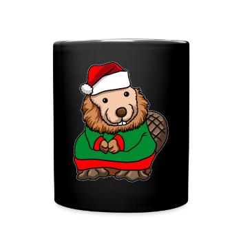 Bieber with Christmas Sweater - Full Colour Mug - black - Front