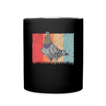 Taube Retro Taubenzüchter Vintage - Tasse einfarbig - Schwarz - Vorne