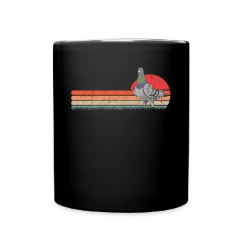 Taube Retro Taubenzüchter Vintage - Tasse einfarbig - Schwarz - Vorne