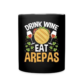 Arepas Lover Wine Drinking Hispanic Heritage Month - Full Colour Mug - black - Front