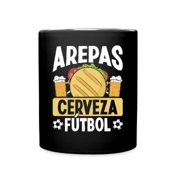Arepas Cerveza Fútbol Beer Driking Venezuela - Tasse einfarbig - Schwarz - Vorne