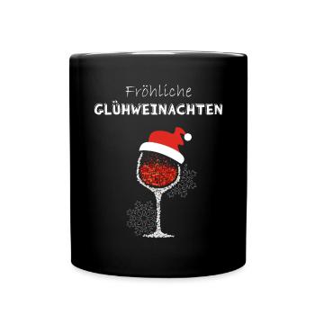 Glühweinachten Glühwein Nikolausmütze Glühweinzeit - Tasse einfarbig - Schwarz - Vorne
