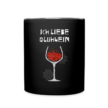 Glühwein Nikolaus Weinachtsmarkt Glühweinstand - Tasse einfarbig - Schwarz - Vorne