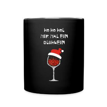 Glühwein Nikolaus Weinachtsmarkt Glühweinstand - Tasse einfarbig - Schwarz - Vorne