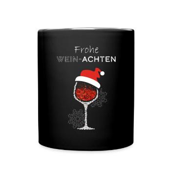Frohe Weinachten Wein Weintrinker Weinliebhaber - Tasse einfarbig - Schwarz - Vorne