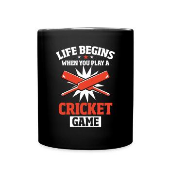 Cricket Spieler - Tasse einfarbig - Schwarz - Vorne