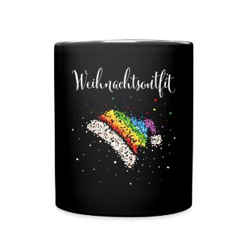 Weihnachtsoutfit Nikolausmütze Regenbogen LGBTQ - Tasse einfarbig - Schwarz - Vorne