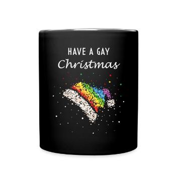 Christmas Gay LGBTQ Gay Santa Hat - Full Colour Mug - black - Front