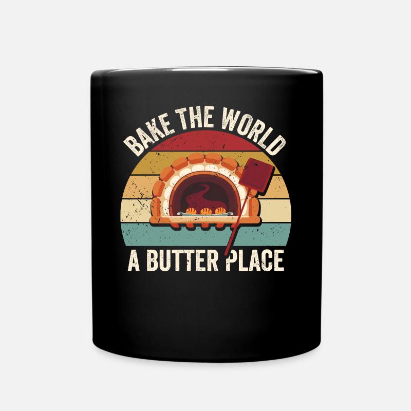 Lustiger Brotbacken-Bäcker - Tasse einfarbig - Schwarz