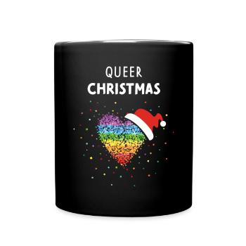 Queer Christmas Nikolaus LGBTQ Regenbogenfahne - Tasse einfarbig - Schwarz - Vorne