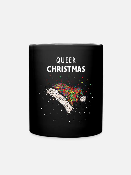 Queer Christmas Christmas Hat LGBTQ Pride - Full Colour Mug - black