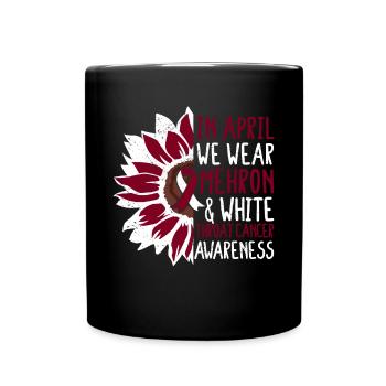 Kehlkopfkrebs Awareness Sonnenblume - Tasse einfarbig - Schwarz - Vorne