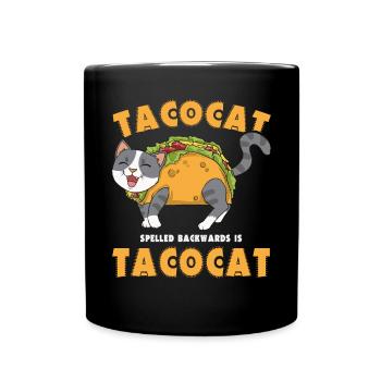 Tacocat rückwärts geschrieben ist Tacocat Ich liebe Katzen - Tasse einfarbig - Schwarz - Vorne