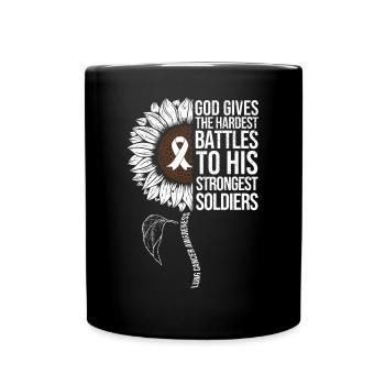 Lungenkrebs Awareness Sonnenblume - Tasse einfarbig - Schwarz - Vorne