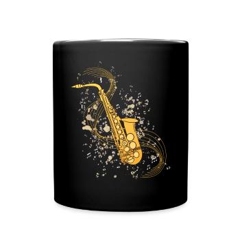 Saxophon Musical Notes Musiksaxophonist - Tasse einfarbig - Schwarz - Vorne