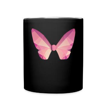 Geometrisches Schmetterling Polygon niedrig poly - Tasse einfarbig - Schwarz - Vorne