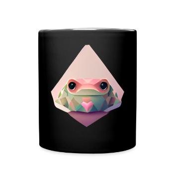 Polygon Frosch süße niedrige Poly -Kröte - Tasse einfarbig - Schwarz - Vorne