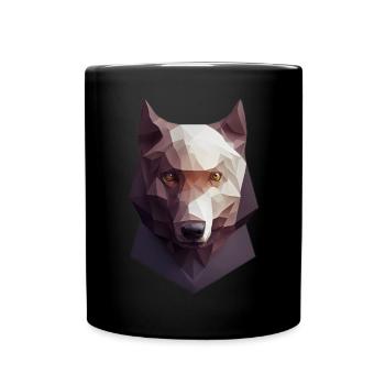 Polygon Wolfkopf niedrige Poly Wölfe - Tasse einfarbig - Schwarz - Vorne
