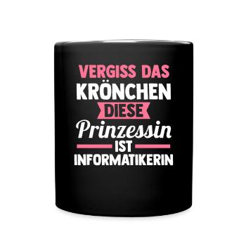 Prinzessin Informatik Programmierer Informatikerin - Tasse einfarbig - Schwarz - Vorne